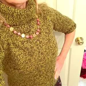 Knit short sleeve heavy weight turtleneck sweater